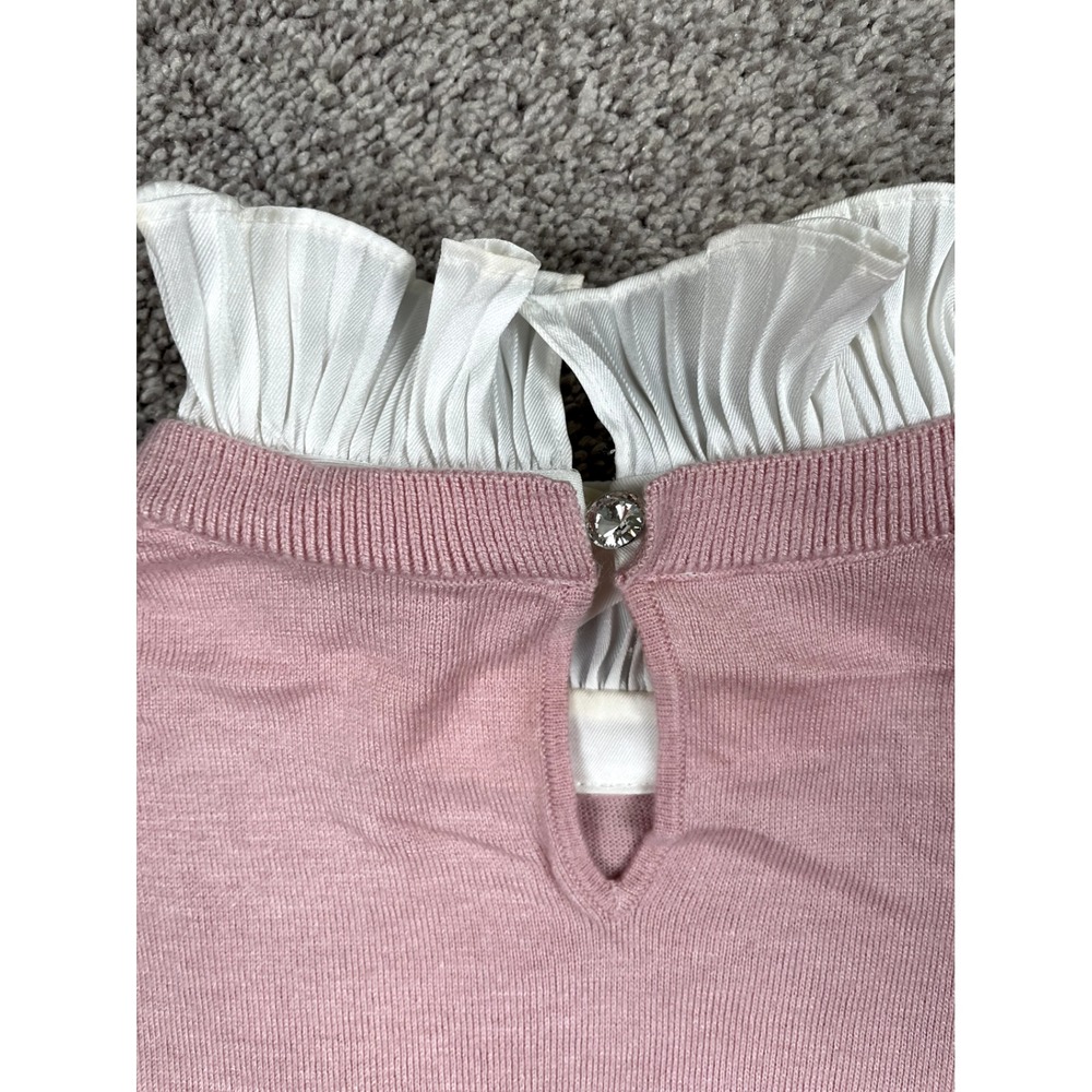 Ted Baker Sweater Womens 1 XS 4 Pink Layered Ruffle Cashmere Blend Preppy Flirty - Picture 10 of 12